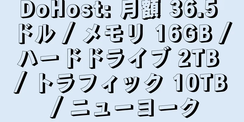 DoHost: 月額 36.5 ドル / メモリ 16GB / ハードドライブ 2TB / トラフィック 10TB / ニューヨーク