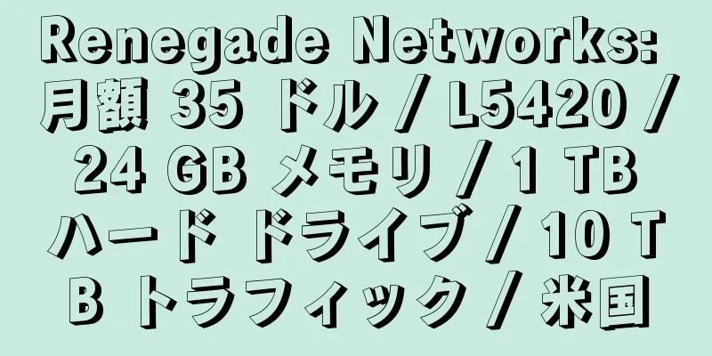 Renegade Networks: 月額 35 ドル / L5420 / 24 GB メモリ / 1 TB ハード ドライブ / 10 TB トラフィック / 米国