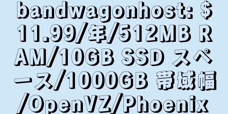 bandwagonhost: $11.99/年/512MB RAM/10GB SSD スペース/1000GB 帯域幅/OpenVZ/Phoenix