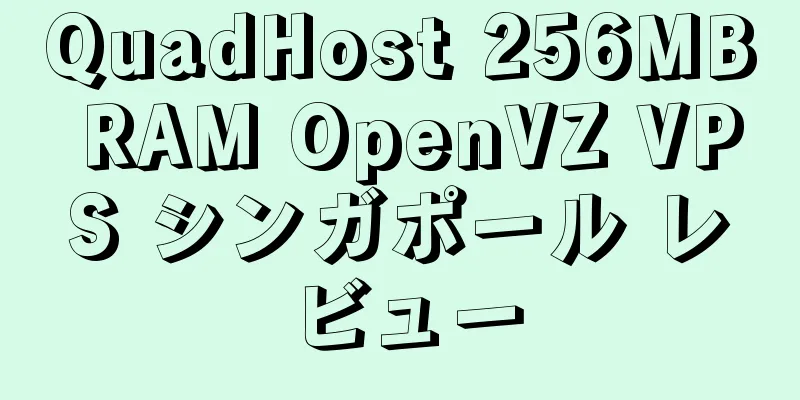 QuadHost 256MB RAM OpenVZ VPS シンガポール レビュー