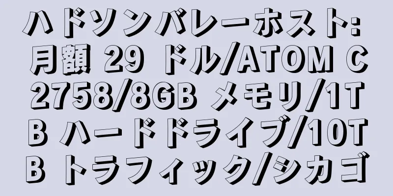 ハドソンバレーホスト: 月額 29 ドル/ATOM C2758/8GB メモリ/1TB ハードドライブ/10TB トラフィック/シカゴ