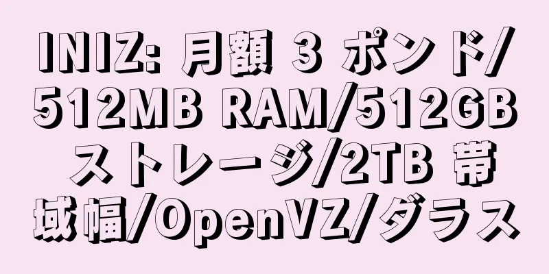 INIZ: 月額 3 ポンド/512MB RAM/512GB ストレージ/2TB 帯域幅/OpenVZ/ダラス