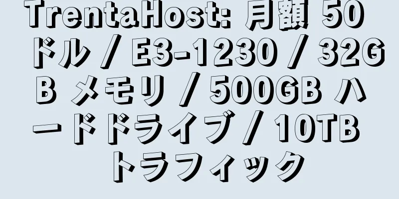 TrentaHost: 月額 50 ドル / E3-1230 / 32GB メモリ / 500GB ハードドライブ / 10TB トラフィック