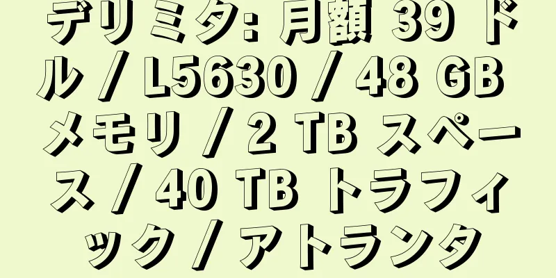 デリミタ: 月額 39 ドル / L5630 / 48 GB メモリ / 2 TB スペース / 40 TB トラフィック / アトランタ