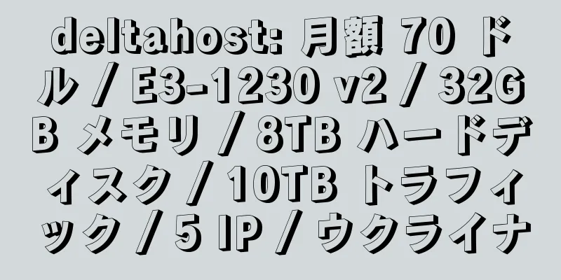 deltahost: 月額 70 ドル / E3-1230 v2 / 32GB メモリ / 8TB ハードディスク / 10TB トラフィック / 5 IP / ウクライナ