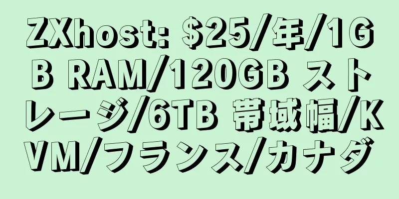 ZXhost: $25/年/1GB RAM/120GB ストレージ/6TB 帯域幅/KVM/フランス/カナダ