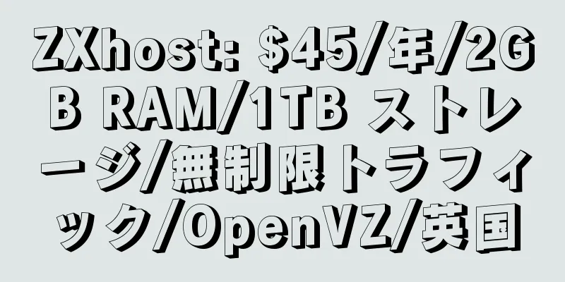 ZXhost: $45/年/2GB RAM/1TB ストレージ/無制限トラフィック/OpenVZ/英国