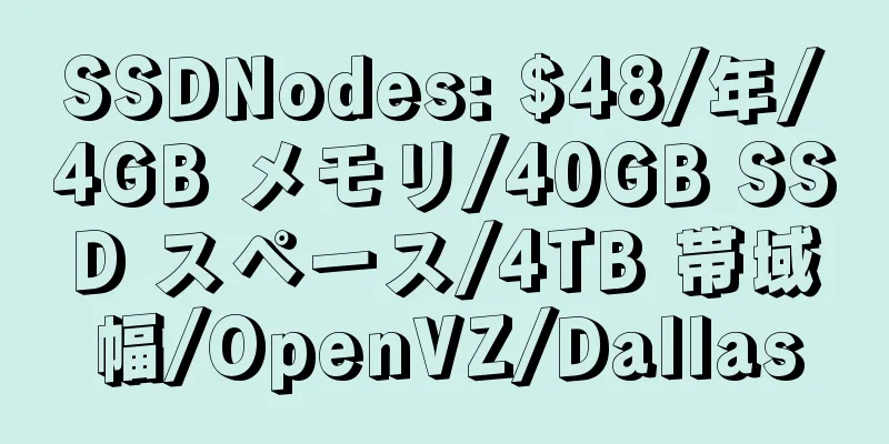 SSDNodes: $48/年/4GB メモリ/40GB SSD スペース/4TB 帯域幅/OpenVZ/Dallas