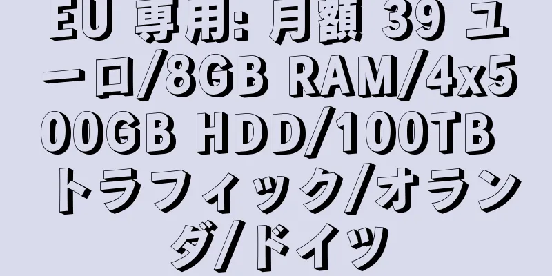 EU 専用: 月額 39 ユーロ/8GB RAM/4x500GB HDD/100TB トラフィック/オランダ/ドイツ