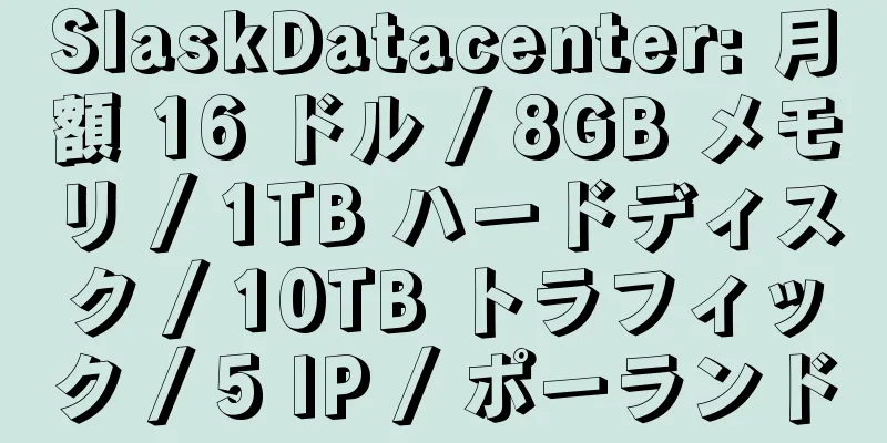 SlaskDatacenter: 月額 16 ドル / 8GB メモリ / 1TB ハードディスク / 10TB トラフィック / 5 IP / ポーランド