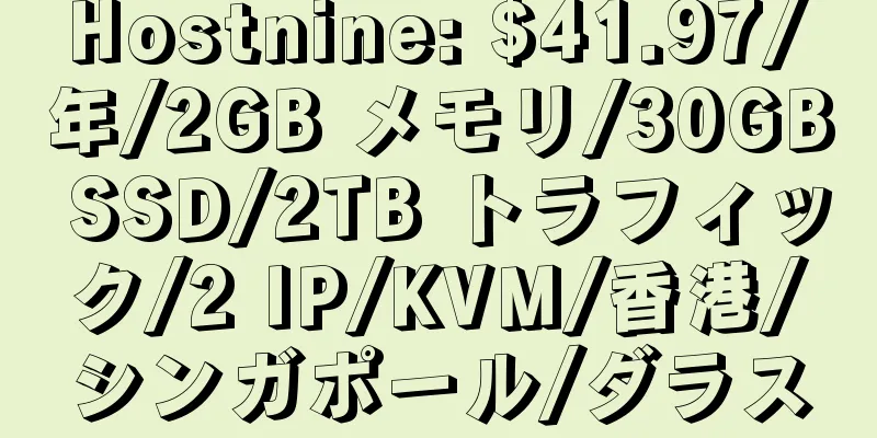 Hostnine: $41.97/年/2GB メモリ/30GB SSD/2TB トラフィック/2 IP/KVM/香港/シンガポール/ダラス