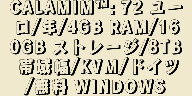 CALAMIM™: 72 ユーロ/年/4GB RAM/160GB ストレージ/8TB 帯域幅/KVM/ドイツ/無料 WINDOWS