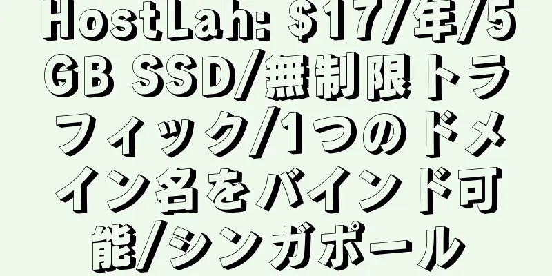 HostLah: $17/年/5GB SSD/無制限トラフィック/1つのドメイン名をバインド可能/シンガポール