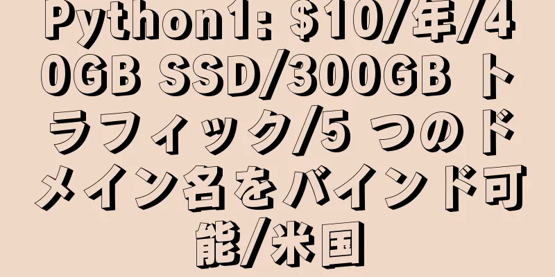 Python1: $10/年/40GB SSD/300GB トラフィック/5 つのドメイン名をバインド可能/米国