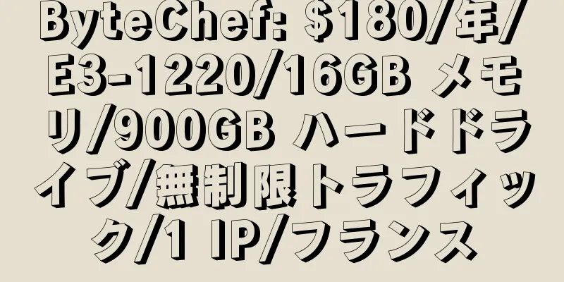 ByteChef: $180/年/E3-1220/16GB メモリ/900GB ハードドライブ/無制限トラフィック/1 IP/フランス