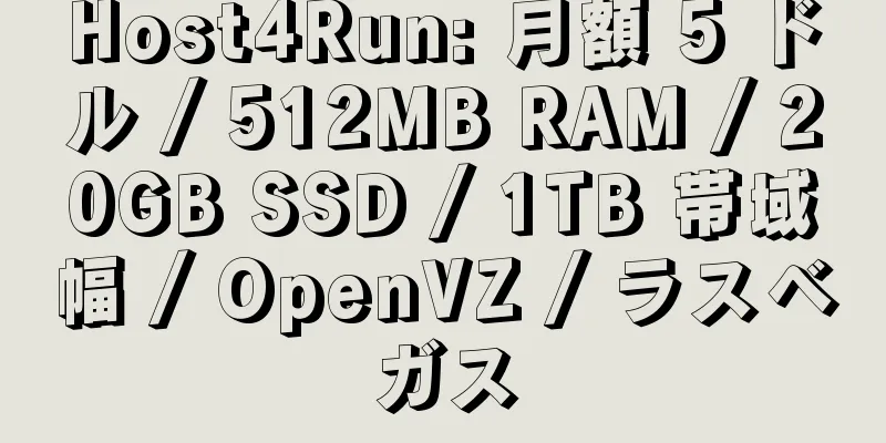 Host4Run: 月額 5 ドル / 512MB RAM / 20GB SSD / 1TB 帯域幅 / OpenVZ / ラスベガス