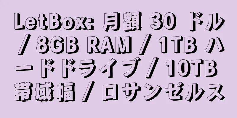 LetBox: 月額 30 ドル / 8GB RAM / 1TB ハードドライブ / 10TB 帯域幅 / ロサンゼルス