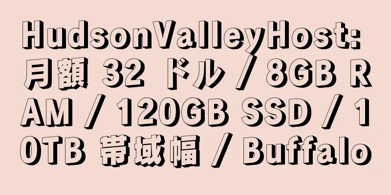 HudsonValleyHost: 月額 32 ドル / 8GB RAM / 120GB SSD / 10TB 帯域幅 / Buffalo