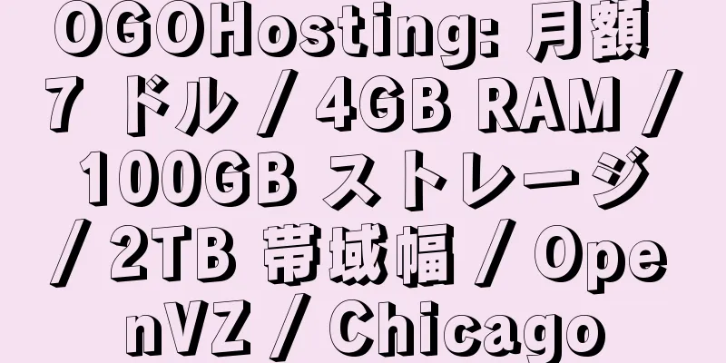 OGOHosting: 月額 7 ドル / 4GB RAM / 100GB ストレージ / 2TB 帯域幅 / OpenVZ / Chicago