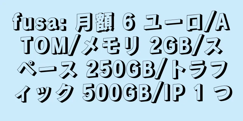 fusa: 月額 6 ユーロ/ATOM/メモリ 2GB/スペース 250GB/トラフィック 500GB/IP 1 つ