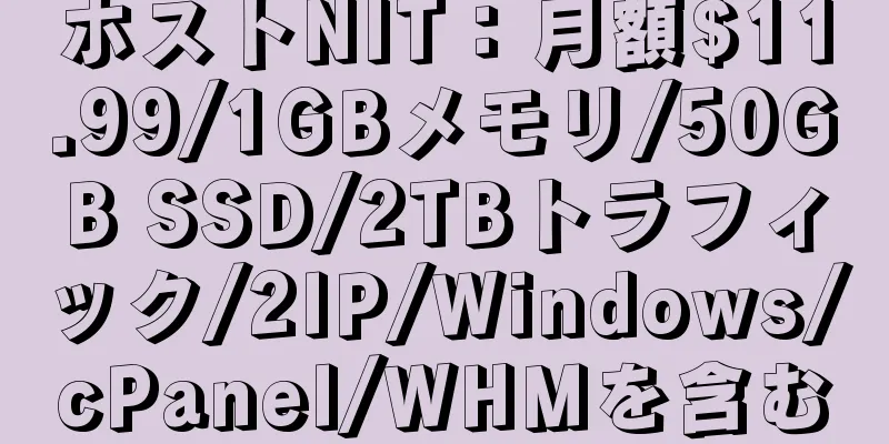 ホストNIT：月額$11.99/1GBメモリ/50GB SSD/2TBトラフィック/2IP/Windows/cPanel/WHMを含む