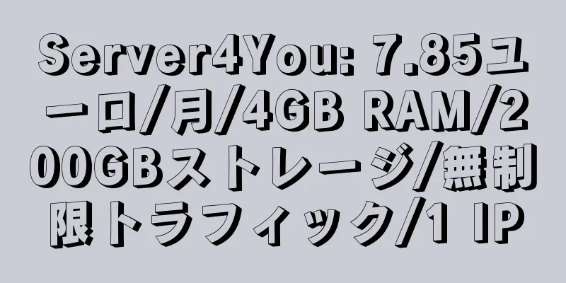 Server4You: 7.85ユーロ/月/4GB RAM/200GBストレージ/無制限トラフィック/1 IP