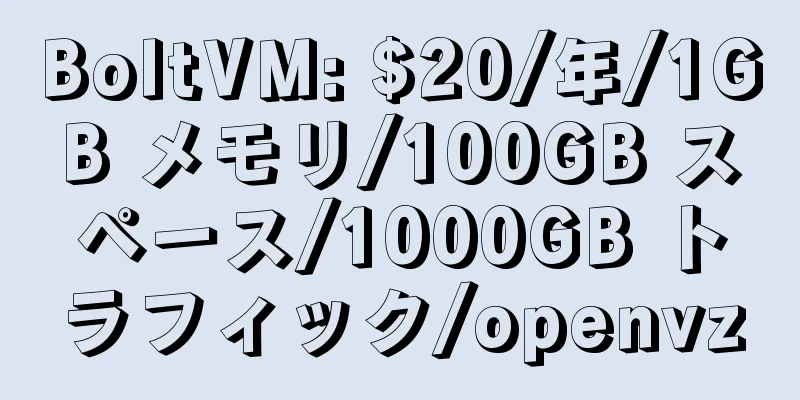 BoltVM: $20/年/1GB メモリ/100GB スペース/1000GB トラフィック/openvz