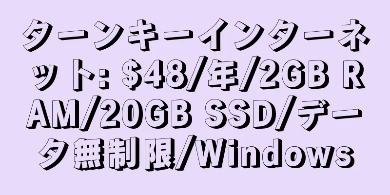 ターンキーインターネット: $48/年/2GB RAM/20GB SSD/データ無制限/Windows