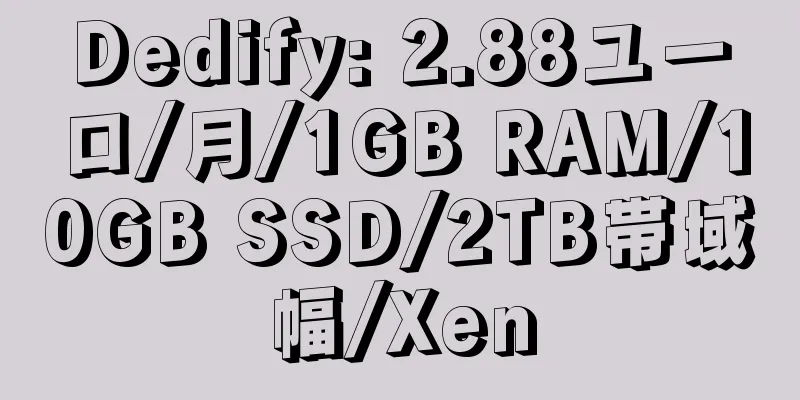 Dedify: 2.88ユーロ/月/1GB RAM/10GB SSD/2TB帯域幅/Xen