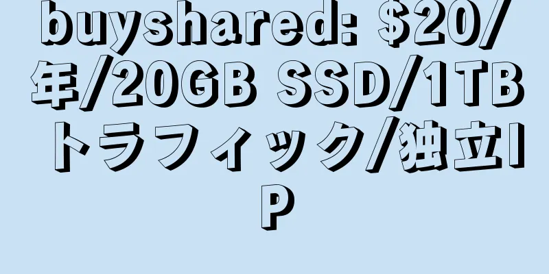 buyshared: $20/年/20GB SSD/1TBトラフィック/独立IP