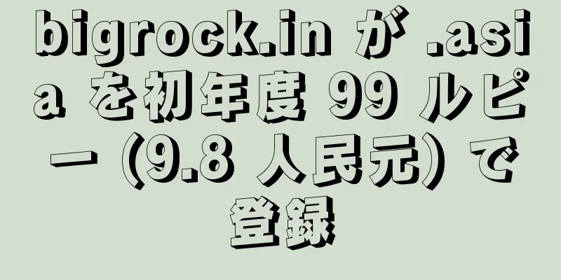 bigrock.in が .asia を初年度 99 ルピー (9.8 人民元) で登録