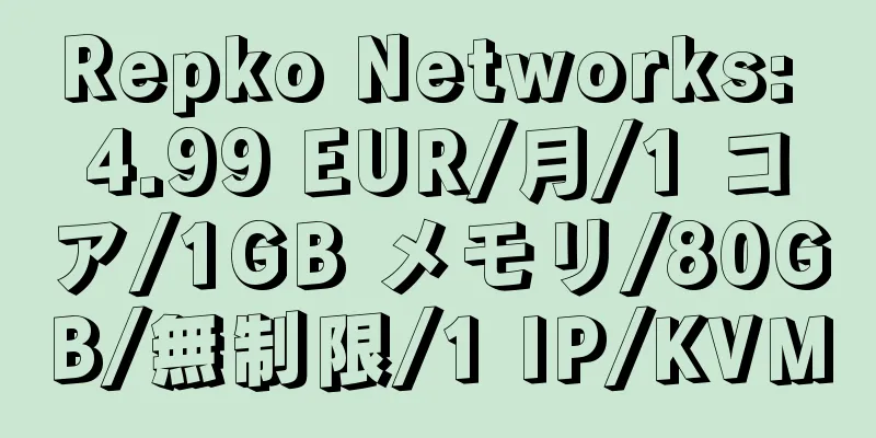 Repko Networks: 4.99 EUR/月/1 コア/1GB メモリ/80GB/無制限/1 IP/KVM