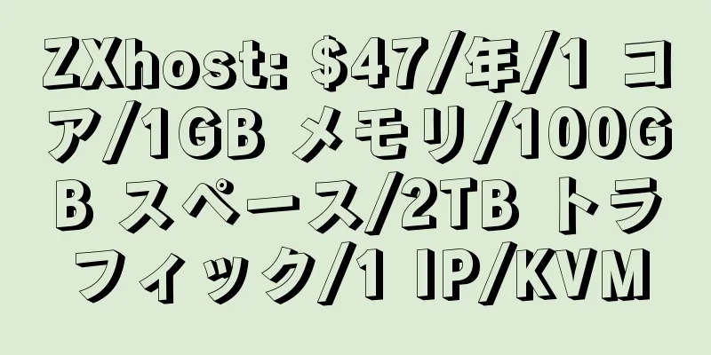 ZXhost: $47/年/1 コア/1GB メモリ/100GB スペース/2TB トラフィック/1 IP/KVM