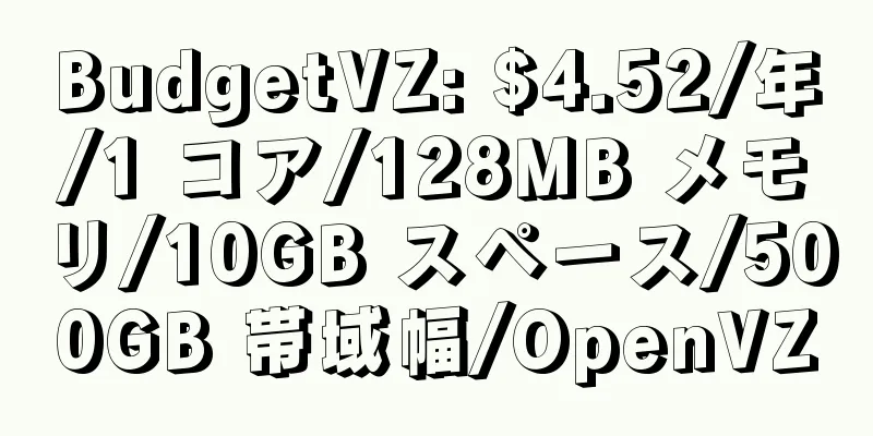 BudgetVZ: $4.52/年/1 コア/128MB メモリ/10GB スペース/500GB 帯域幅/OpenVZ