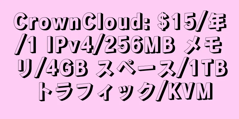 CrownCloud: $15/年/1 IPv4/256MB メモリ/4GB スペース/1TB トラフィック/KVM