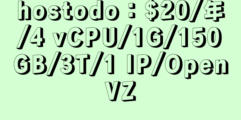 hostodo：$20/年/4 vCPU/1G/150GB/3T/1 IP/OpenVZ