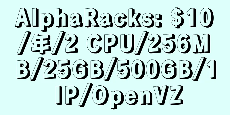 AlphaRacks: $10/年/2 CPU/256MB/25GB/500GB/1 IP/OpenVZ