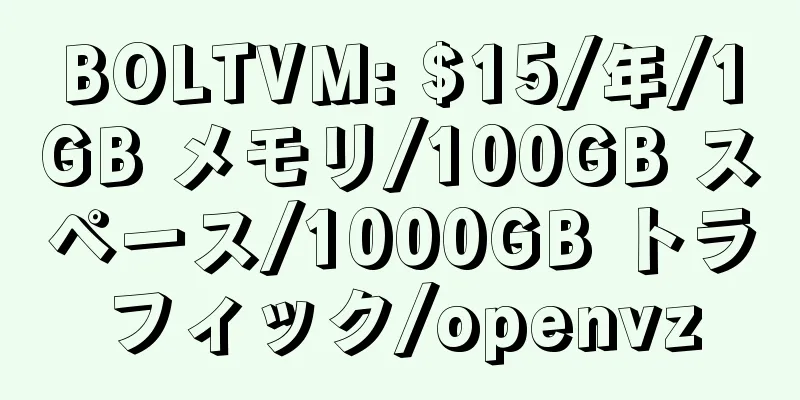 BOLTVM: $15/年/1GB メモリ/100GB スペース/1000GB トラフィック/openvz