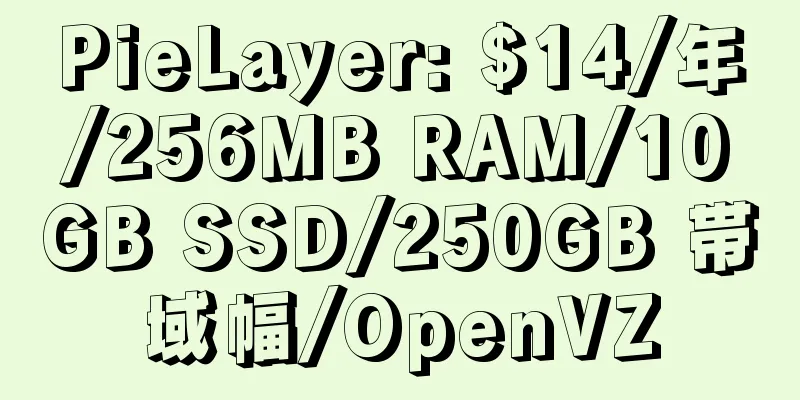 PieLayer: $14/年/256MB RAM/10GB SSD/250GB 帯域幅/OpenVZ