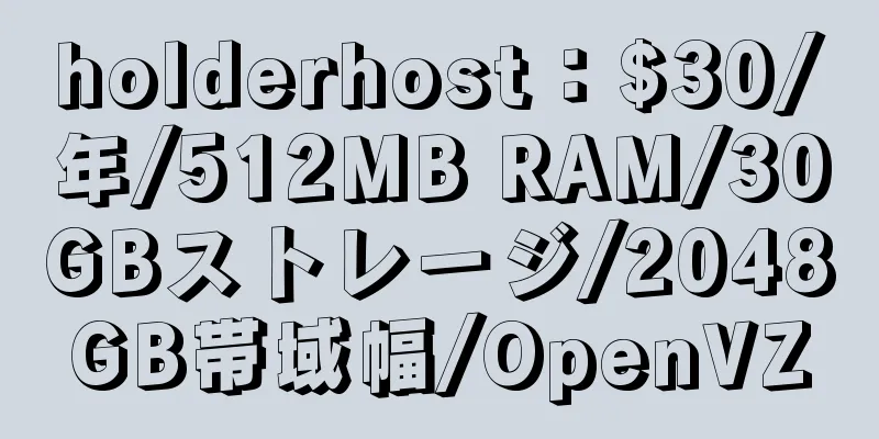 holderhost：$30/年/512MB RAM/30GBストレージ/2048GB帯域幅/OpenVZ