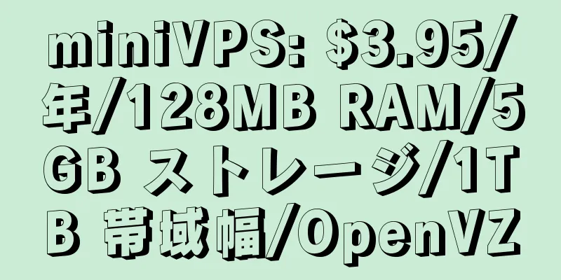 miniVPS: $3.95/年/128MB RAM/5GB ストレージ/1TB 帯域幅/OpenVZ