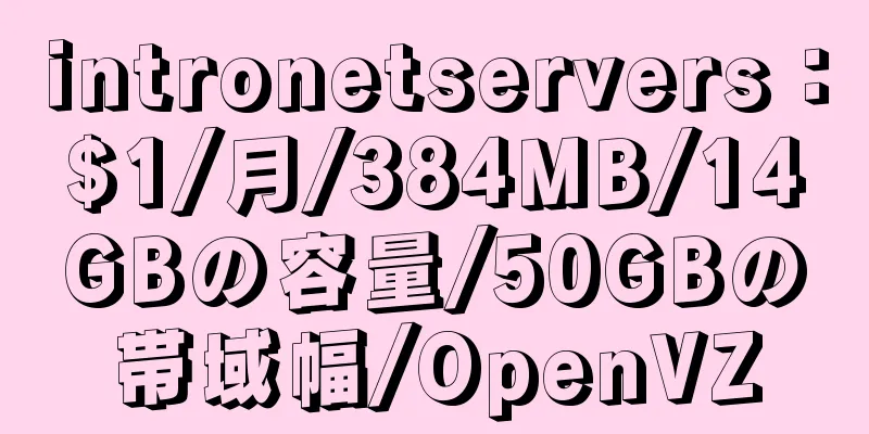 intronetservers：$1/月/384MB/14GBの容量/50GBの帯域幅/OpenVZ