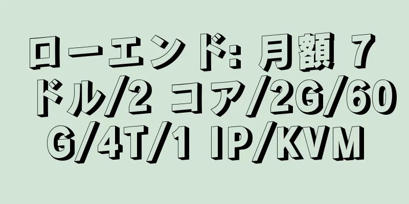 ローエンド: 月額 7 ドル/2 コア/2G/60G/4T/1 IP/KVM