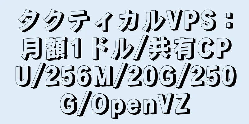 タクティカルVPS：月額1ドル/共有CPU/256M/20G/250G/OpenVZ