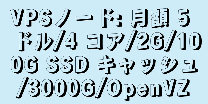 VPSノード: 月額 5 ドル/4 コア/2G/100G SSD キャッシュ/3000G/OpenVZ