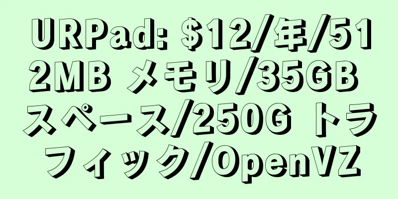 URPad: $12/年/512MB メモリ/35GB スペース/250G トラフィック/OpenVZ