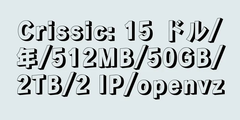 Crissic: 15 ドル/年/512MB/50GB/2TB/2 IP/openvz