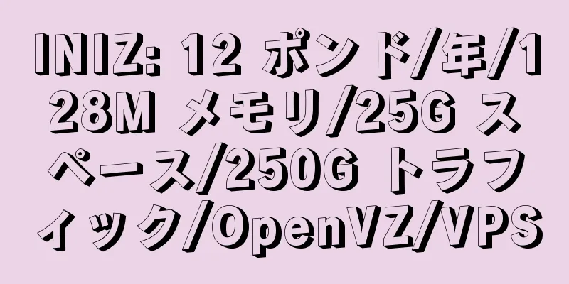 INIZ: 12 ポンド/年/128M メモリ/25G スペース/250G トラフィック/OpenVZ/VPS