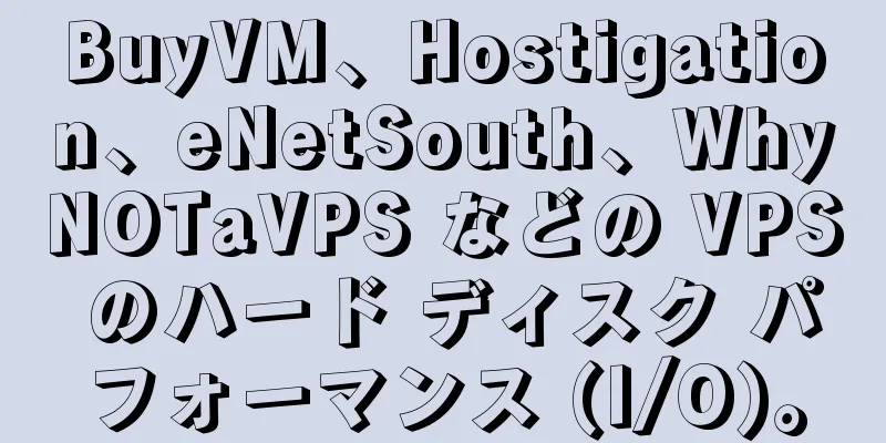 BuyVM、Hostigation、eNetSouth、WhyNOTaVPS などの VPS のハード ディスク パフォーマンス (I/O)。