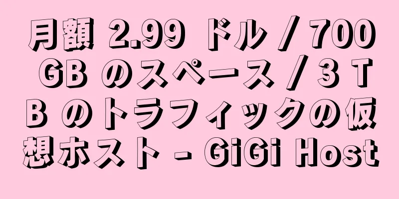 月額 2.99 ドル / 700 GB のスペース / 3 TB のトラフィックの仮想ホスト - GiGi Host